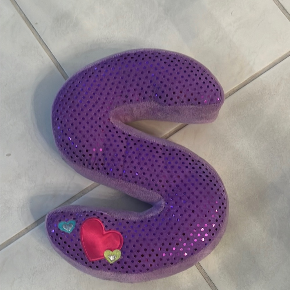 Purple Sequin “S” Initial Pillow